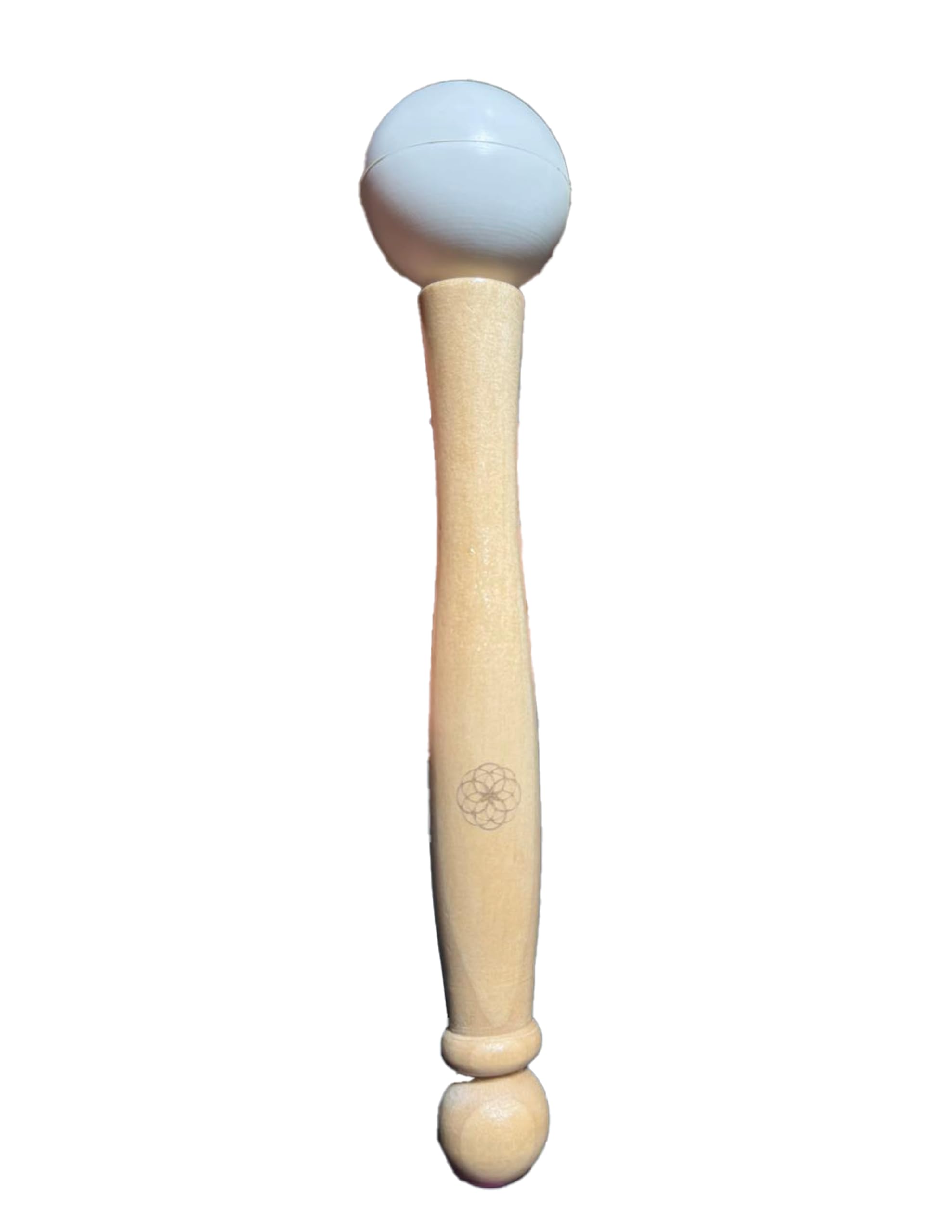 Circle Up 7.5" Rubber Singing Bowl Mallet/Wand – White Rubber Tip & Wooden Handle – Ideal for Large Crystal & Metal Bowls (6"+) – Enhances Healing Vibrations & Deep Resonance