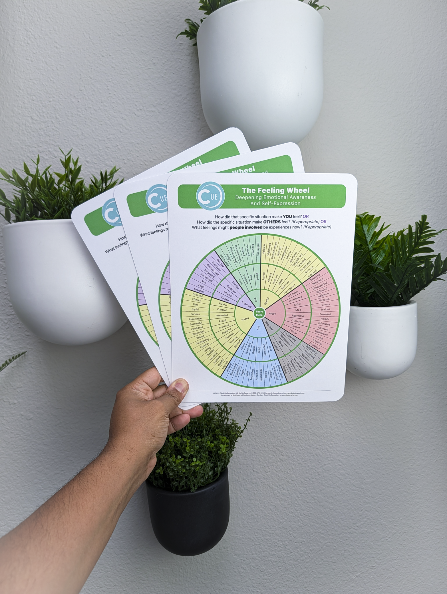 The Feeling Wheel 2025 Edition – 8.5x11 Soft-Touch Laminated SEL Emotion Chart for Therapy, Counseling & Restorative Practices