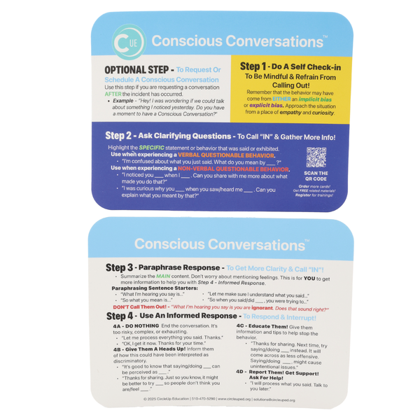 The Conscious Conversations Call-In Card™ – 10 Pack Soft-Touch 6x4 inch Tool for Responding to Bias, Microaggressions & Difficult Conversations with Empathy (Copy) (Copy) (Copy)