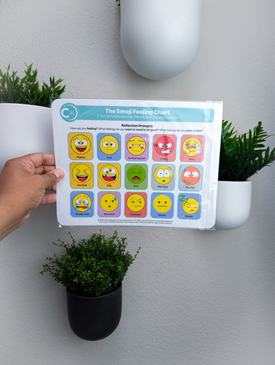 Emoji Emotions Chart 2026 Edition – 8.5x11 Soft-Touch Laminated SEL Emotion Chart (3-Pack) | By CircleUp®