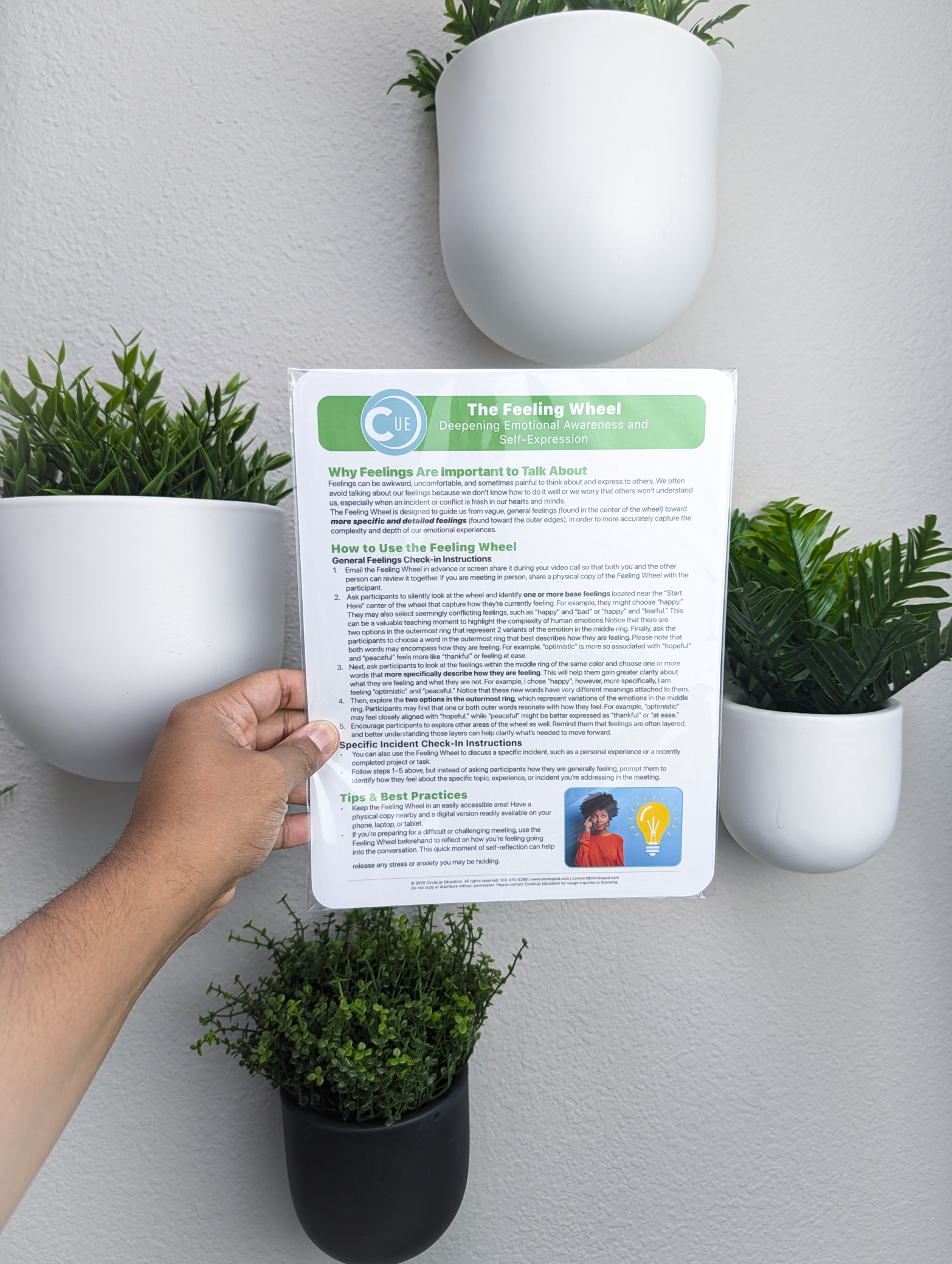 The Feeling Wheel 2025 Edition – 8.5x11 Soft-Touch Laminated SEL Emotion Chart for Therapy, Counseling & Restorative Practices