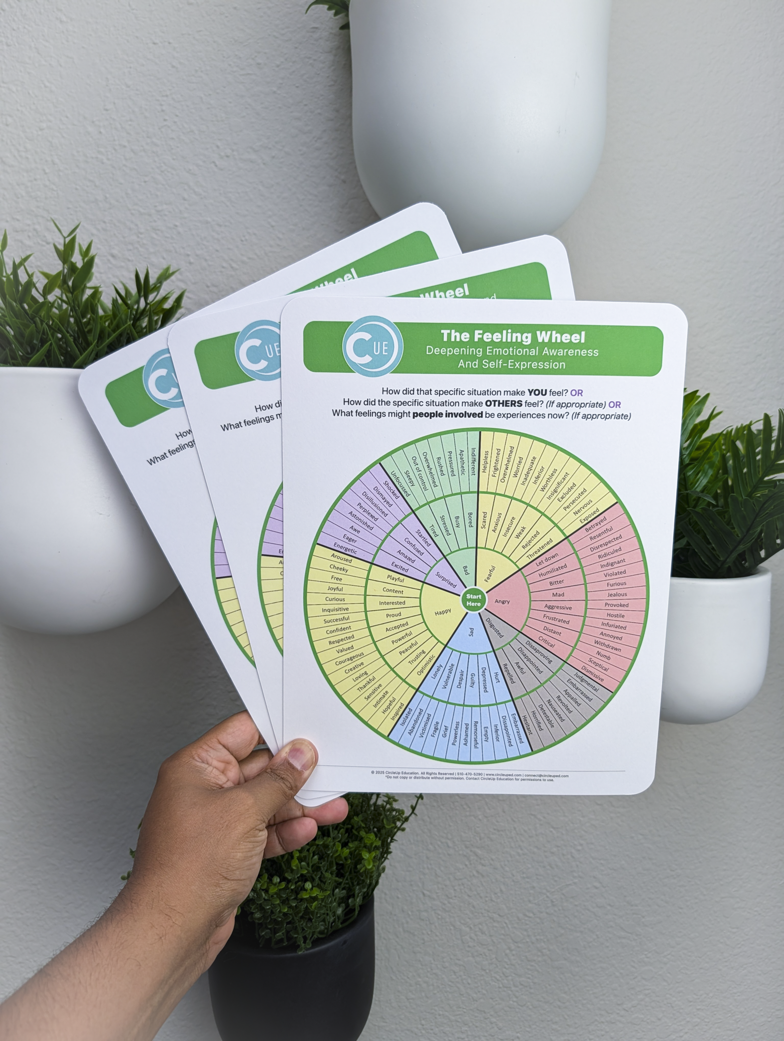 The Feeling Wheel 2025 Edition – 8.5x11 Soft-Touch Laminated SEL Emotion Chart for Therapy, Counseling & Restorative Practices