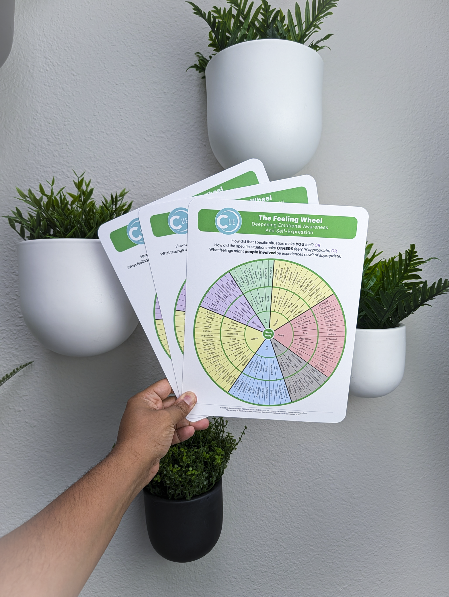 The Feeling Wheel 2025 Edition – 8.5x11 Soft-Touch Laminated SEL Emotion Chart for Therapy, Counseling & Restorative Practices