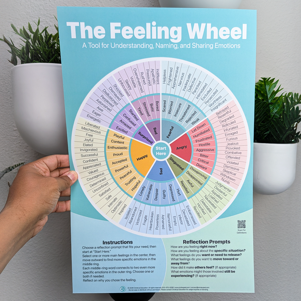 The Feeling Wheel Wall Poster 10-Pack – 12x18 Double-Sided Laminated Emotional Awareness Chart with Guided Questions & QR Code | CircleUp Education